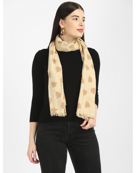 women flower print design stole camel